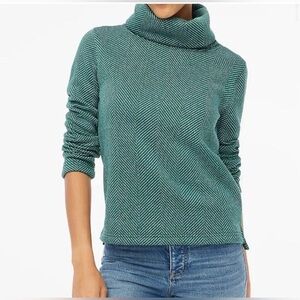 J.Crew-XSmall gorgeous green turtleneck woven fleece. Comfy, warm & cozy. EUC!